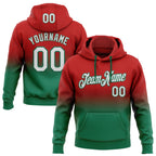 Custom Stitched Red White-Kelly Green Fade Fashion Sports Pullover Sweatshirt Hoodie