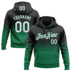 Custom Stitched Black White-Kelly Green Fade Fashion Sports Pullover Sweatshirt Hoodie