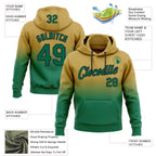 Custom Stitched Old Gold Kelly Green-Black Fade Fashion Sports Pullover Sweatshirt Hoodie