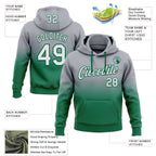 Custom Stitched Gray White-Kelly Green Fade Fashion Sports Pullover Sweatshirt Hoodie