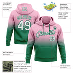 Custom Stitched Light Pink White-Kelly Green Fade Fashion Sports Pullover Sweatshirt Hoodie