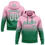 Custom Stitched Light Pink White-Kelly Green Fade Fashion Sports Pullover Sweatshirt Hoodie