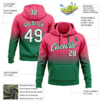 Custom Stitched Neon Pink White-Kelly Green Fade Fashion Sports Pullover Sweatshirt Hoodie