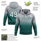 Custom Stitched Gray White-Midnight Green Fade Fashion Sports Pullover Sweatshirt Hoodie