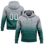 Custom Stitched Gray White-Midnight Green Fade Fashion Sports Pullover Sweatshirt Hoodie