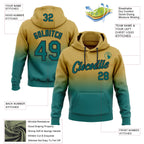 Custom Stitched Old Gold Teal-Black Fade Fashion Sports Pullover Sweatshirt Hoodie