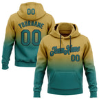Custom Stitched Old Gold Teal-Black Fade Fashion Sports Pullover Sweatshirt Hoodie