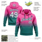 Custom Stitched Pink White-Teal Fade Fashion Sports Pullover Sweatshirt Hoodie