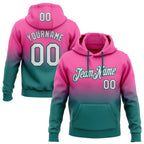 Custom Stitched Pink White-Teal Fade Fashion Sports Pullover Sweatshirt Hoodie