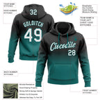 Custom Stitched Black White-Teal Fade Fashion Sports Pullover Sweatshirt Hoodie