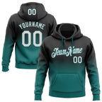 Custom Stitched Black White-Teal Fade Fashion Sports Pullover Sweatshirt Hoodie