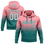 Custom Stitched Medium Pink White-Teal Fade Fashion Sports Pullover Sweatshirt Hoodie