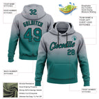 Custom Stitched Gray Teal-Black Fade Fashion Sports Pullover Sweatshirt Hoodie