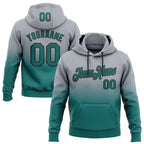 Custom Stitched Gray Teal-Black Fade Fashion Sports Pullover Sweatshirt Hoodie