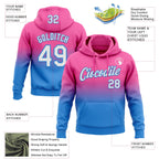 Custom Stitched Pink White-Powder Blue Fade Fashion Sports Pullover Sweatshirt Hoodie