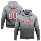 Custom Stitched Gray White Steel Gray-Red Fade Fashion Sports Pullover Sweatshirt Hoodie