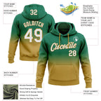 Custom Stitched Kelly Green White-Old Gold Fade Fashion Sports Pullover Sweatshirt Hoodie