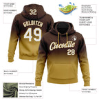 Custom Stitched Brown White-Old Gold Fade Fashion Sports Pullover Sweatshirt Hoodie