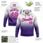 Custom Stitched White Pink-Purple Fade Fashion Sports Pullover Sweatshirt Hoodie