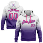 Custom Stitched White Pink-Purple Fade Fashion Sports Pullover Sweatshirt Hoodie