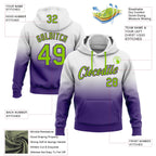 Custom Stitched White Neon Green-Purple Fade Fashion Sports Pullover Sweatshirt Hoodie