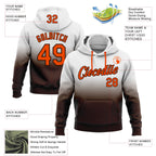 Custom Stitched White Orange-Brown Fade Fashion Sports Pullover Sweatshirt Hoodie