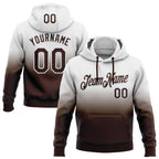 Custom Stitched White Brown Fade Fashion Sports Pullover Sweatshirt Hoodie