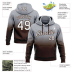 Custom Stitched Gray White-Brown Fade Fashion Sports Pullover Sweatshirt Hoodie