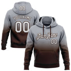 Custom Stitched Gray White-Brown Fade Fashion Sports Pullover Sweatshirt Hoodie