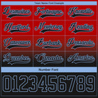 Custom Red Black-Light Blue Fade Fashion Hockey Lace Neck Jersey