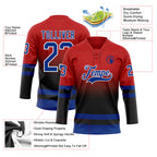 Custom Red Royal Black-White Fade Fashion Hockey Lace Neck Jersey