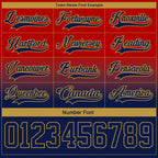 Custom Red Navy-Old Gold Fade Fashion Hockey Lace Neck Jersey