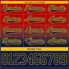 Custom Red Navy-Yellow Fade Fashion Hockey Lace Neck Jersey