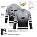 Custom Gray Black-White Fade Fashion Hockey Lace Neck Jersey