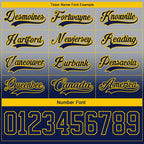 Custom Gray Navy-Gold Fade Fashion Hockey Lace Neck Jersey