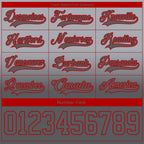 Custom Gray Steel Gray-Red Fade Fashion Hockey Lace Neck Jersey