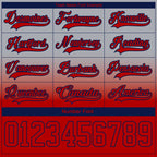 Custom Gray Red-Navy Fade Fashion Hockey Lace Neck Jersey
