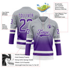 Custom Gray Purple-White Fade Fashion Hockey Lace Neck Jersey
