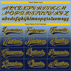 Custom Light Blue Navy-Yellow Fade Fashion Hockey Lace Neck Jersey
