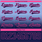 Custom Light Blue Navy-Pink Fade Fashion Hockey Lace Neck Jersey