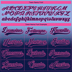 Custom Light Blue Navy-Pink Fade Fashion Hockey Lace Neck Jersey