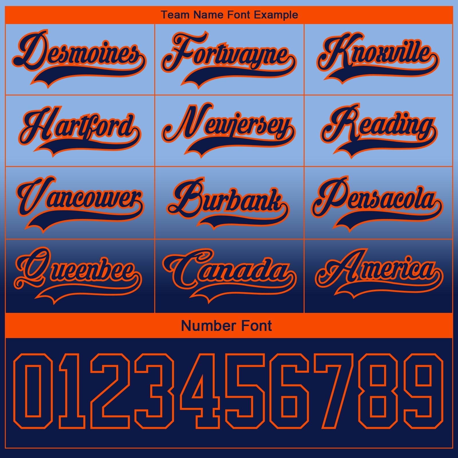 Custom Light Blue Navy-Orange Fade Fashion Hockey Lace Neck Jersey