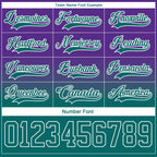 Custom Purple Teal-White Fade Fashion Hockey Lace Neck Jersey
