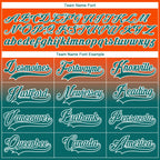 Custom Orange Teal-White Fade Fashion Hockey Lace Neck Jersey