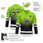Custom Neon Green Black-White Fade Fashion Hockey Lace Neck Jersey