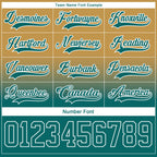Custom Old Gold Teal-White Fade Fashion Hockey Lace Neck Jersey