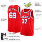 Custom Fire Red White-Light Blue Authentic Basketball Jersey