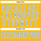 Custom Gold Light Blue-White Hockey Lace Neck Jersey