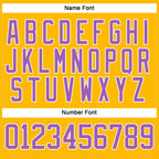 Custom Gold Medium Purple-White Hockey Lace Neck Jersey