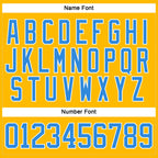 Custom Gold Powder Blue-White Hockey Lace Neck Jersey